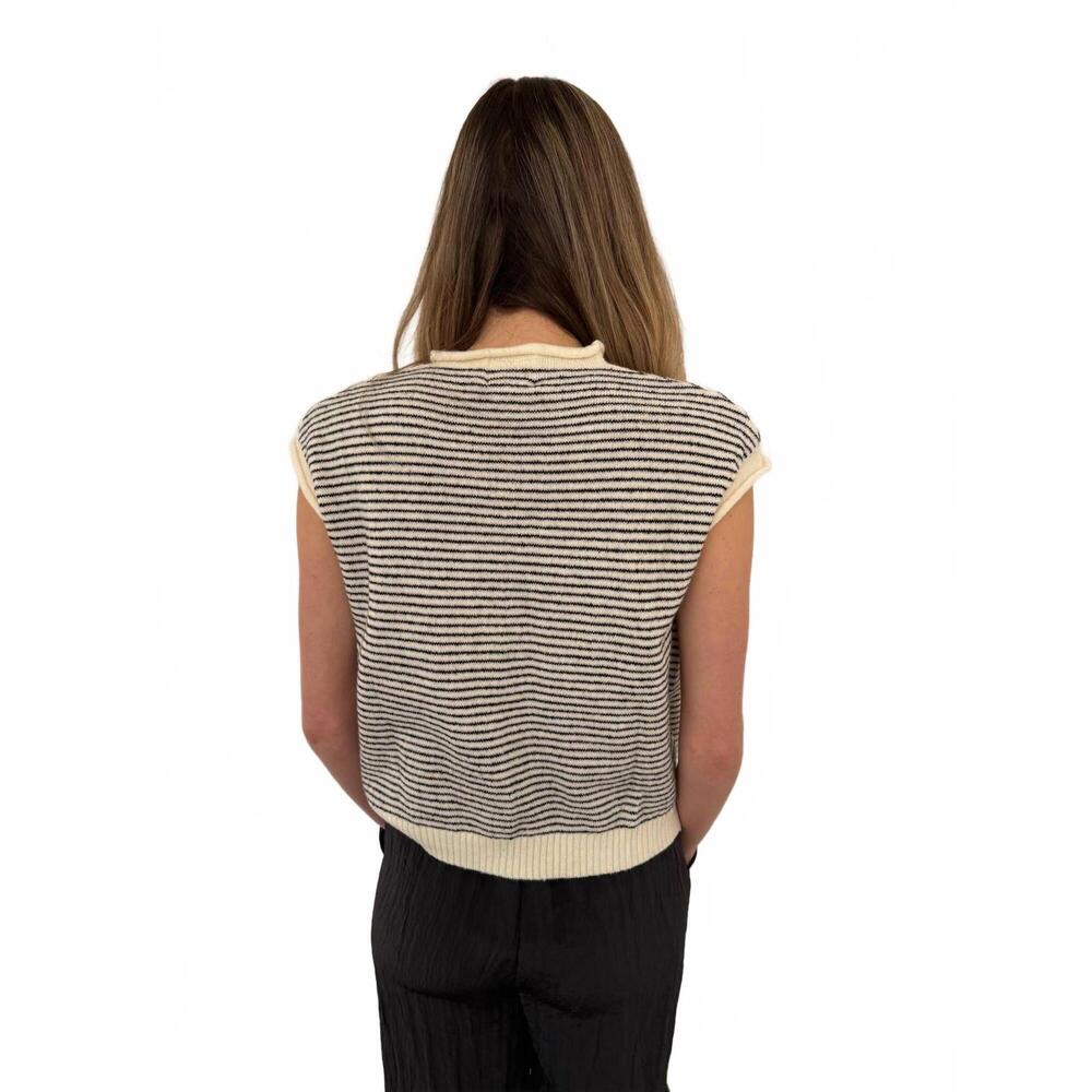 NEW THINGS BETWEEN sadie striped knit button top in black - Picture 2 of 6